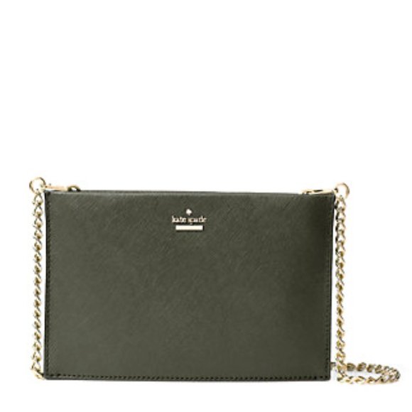 Kate Spade Cameron Street Mini Sima Leather Clutch Crossbody Evergreen Crossbody Bags